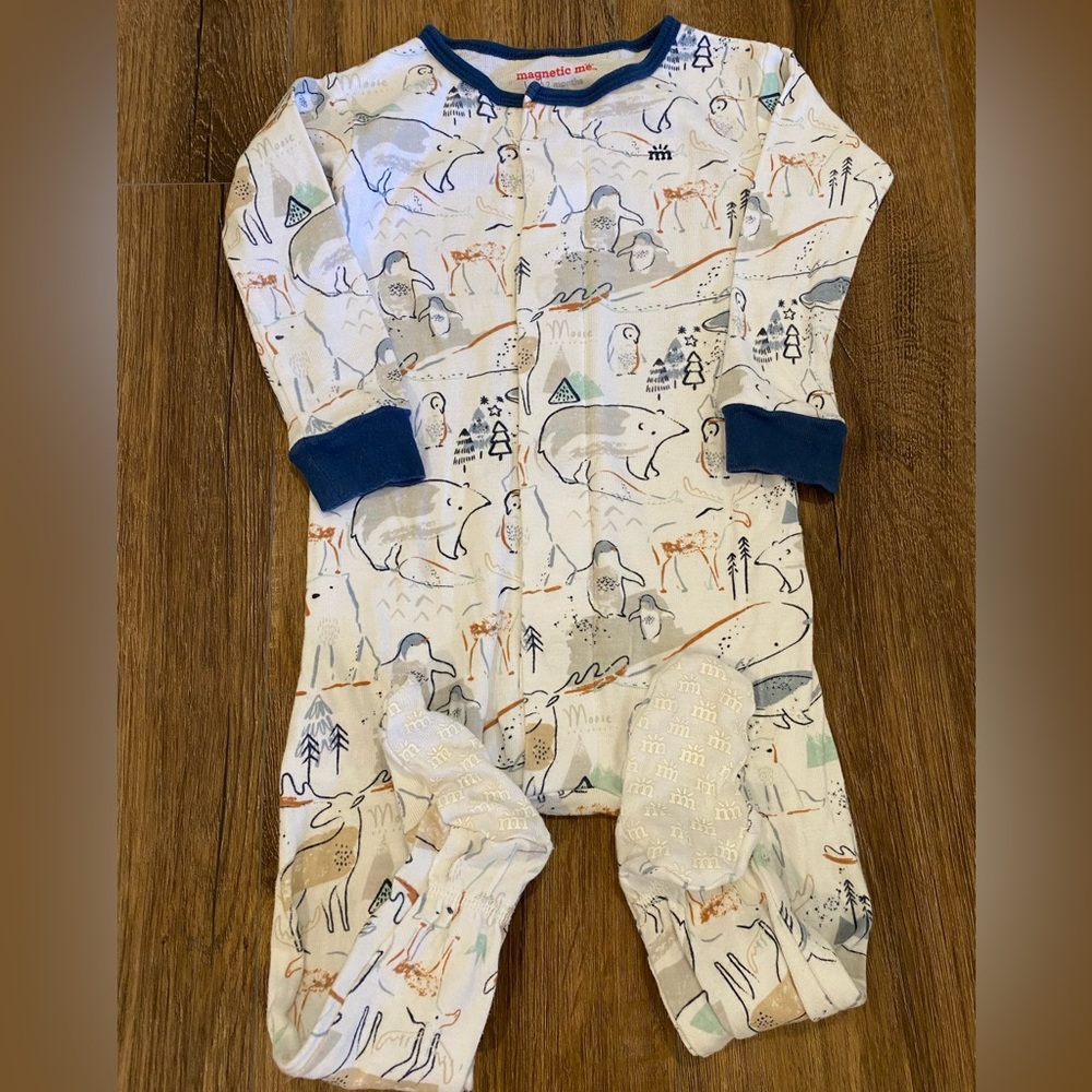 Magnetic Me arctic cotton footies, 9-12m